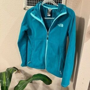 The North Face Women's Teal Mock Neck Full Zip Fleece Jacket